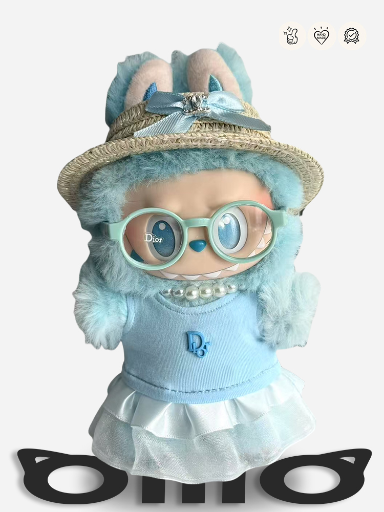 LABUBU Clothes Dior Charming Blue Dress Set