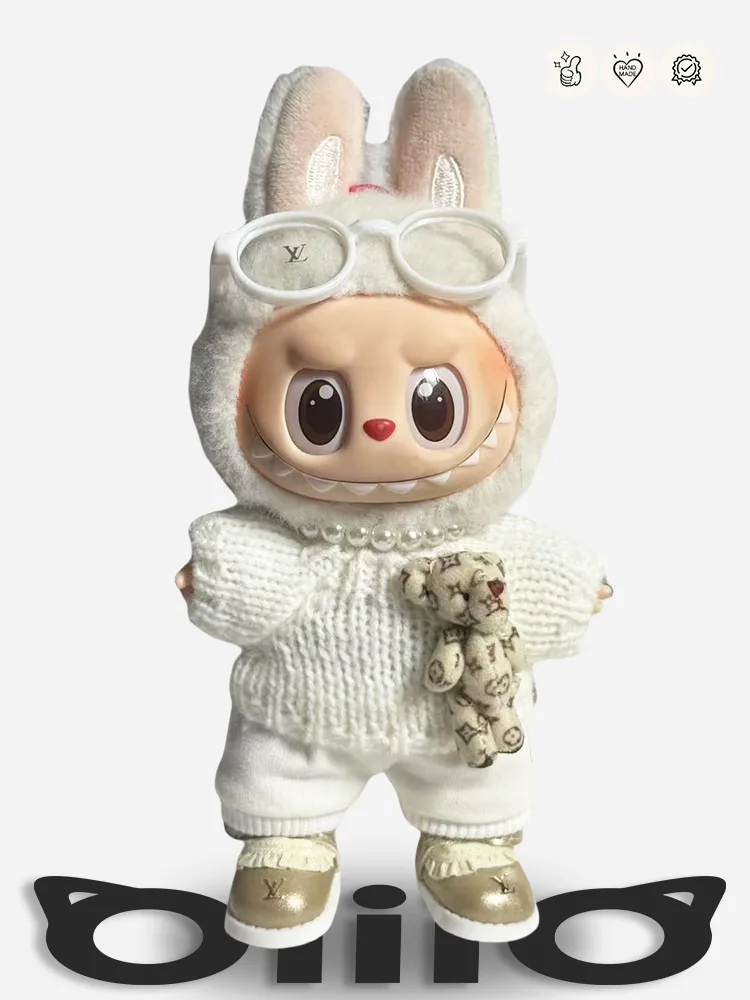 LABUBU Clothes LV White Ivory Teddy