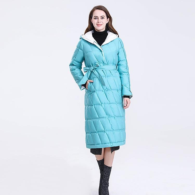 Longer Jadeite Green Women's Down Jacket