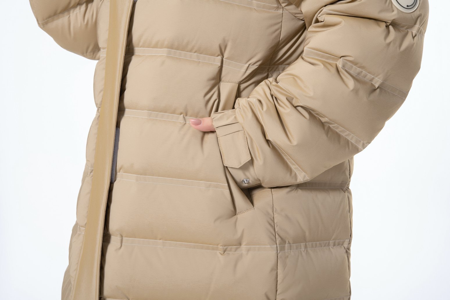 Longer Thicker Khaki Hooded Women Down Jacket