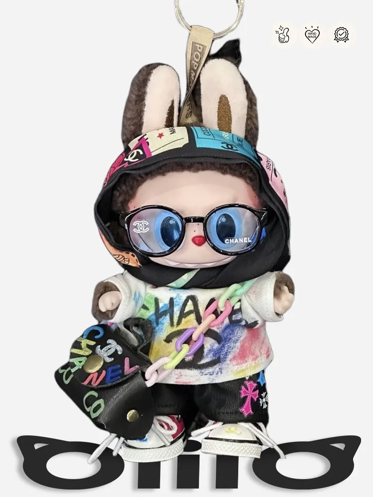 Labubu Clothes CHANEL Trendy Graffiti - Decorated Streetwear Set