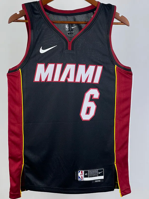 22-23 HEAT JAMES #6 Black Top Quality Hot Pressing NBA Jersey