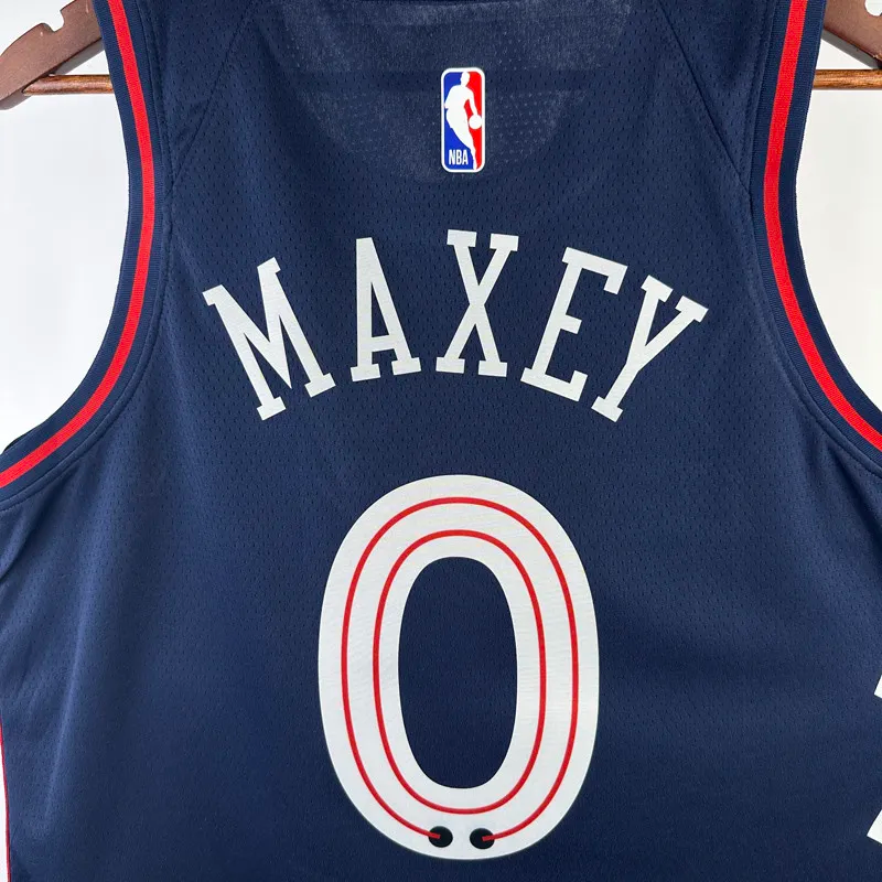 23-24 76ERS MAXEY #0 Dark Blue City Edition Top Quality Hot Pressing NBA Jersey