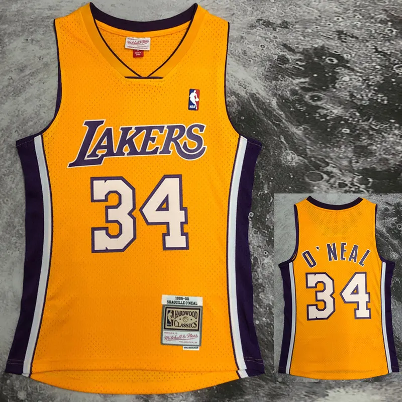 2000 LAKERS O‘NEAL #34 Yellow Retro Top Quality Hot Pressing NBA Jersey
