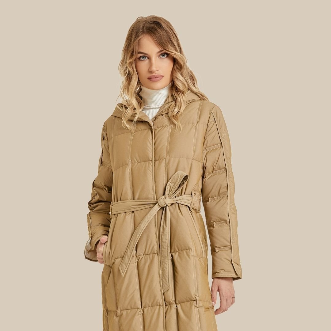 Longer Khaki Down Jacket for Women