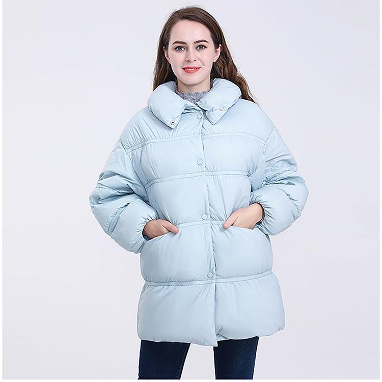 Mid Length Light Grey Women's Down Jacket