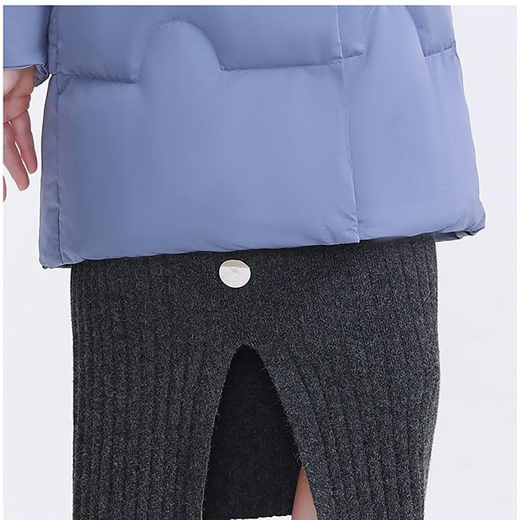 Mid Length Light Blue Women's Down Jacket