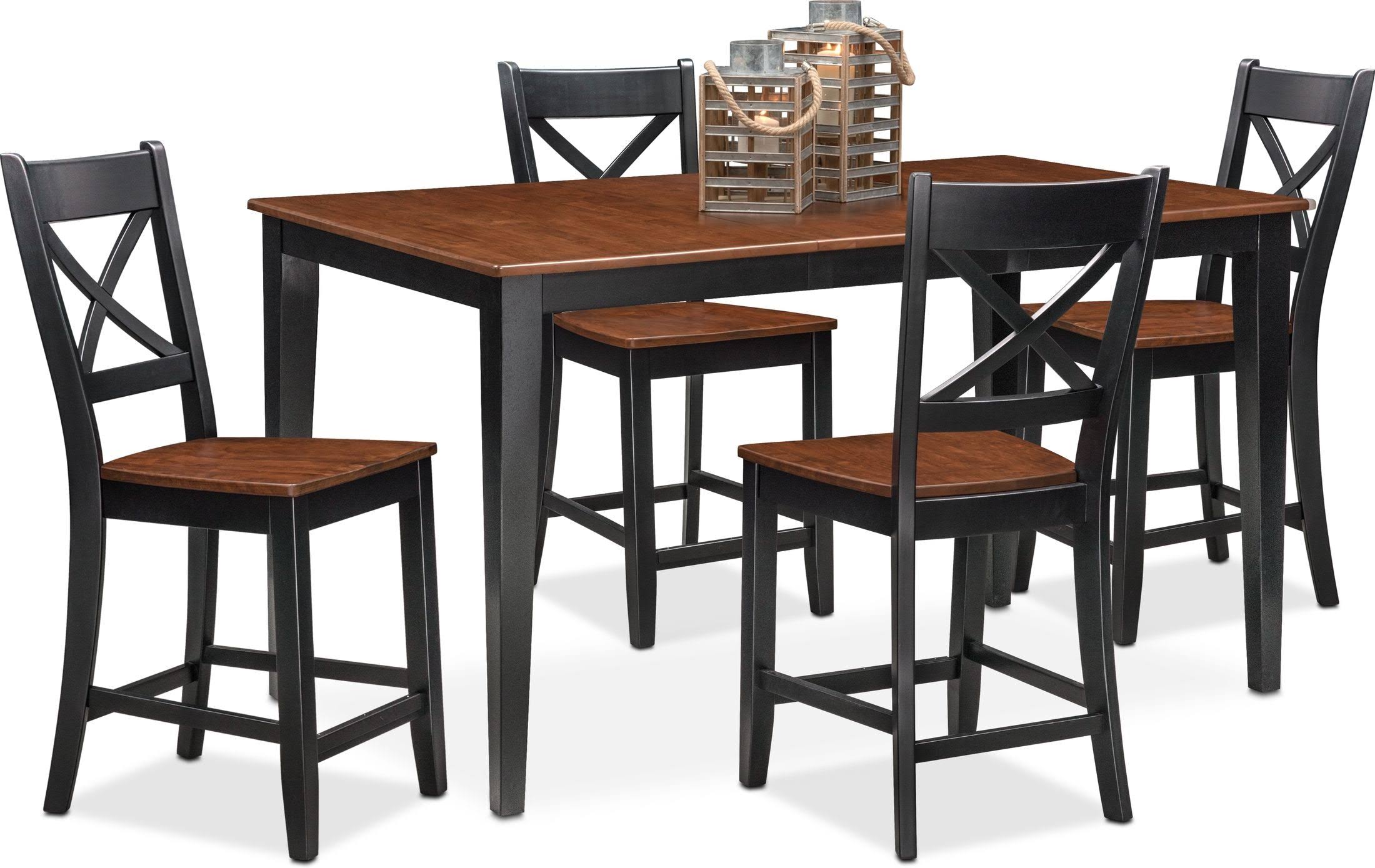 Nantucket Counter-Height Dining Table and 4 Dining Chairs - Black and ...