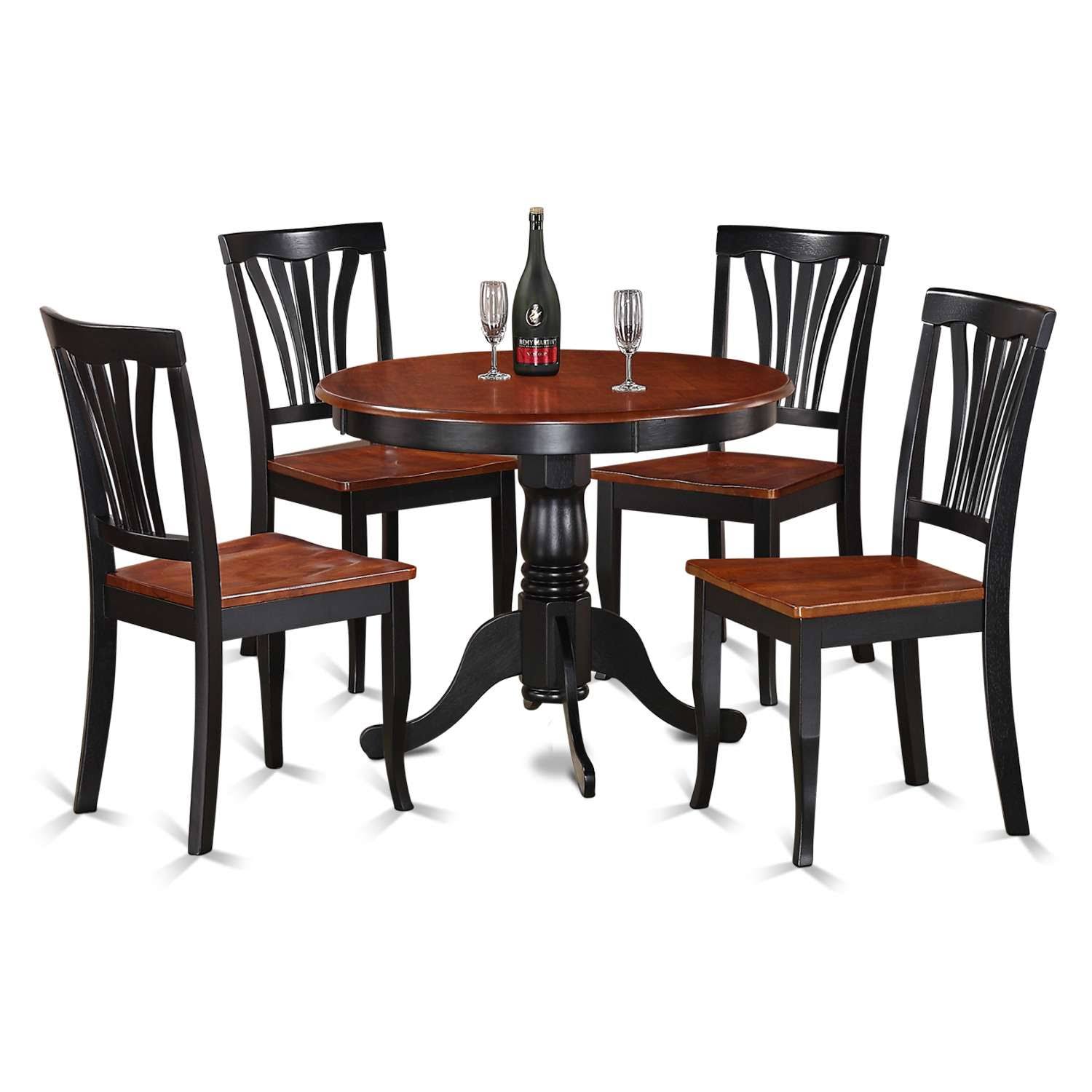East West Furniture Antique 5 Piece Small Kitchen Table Set Round