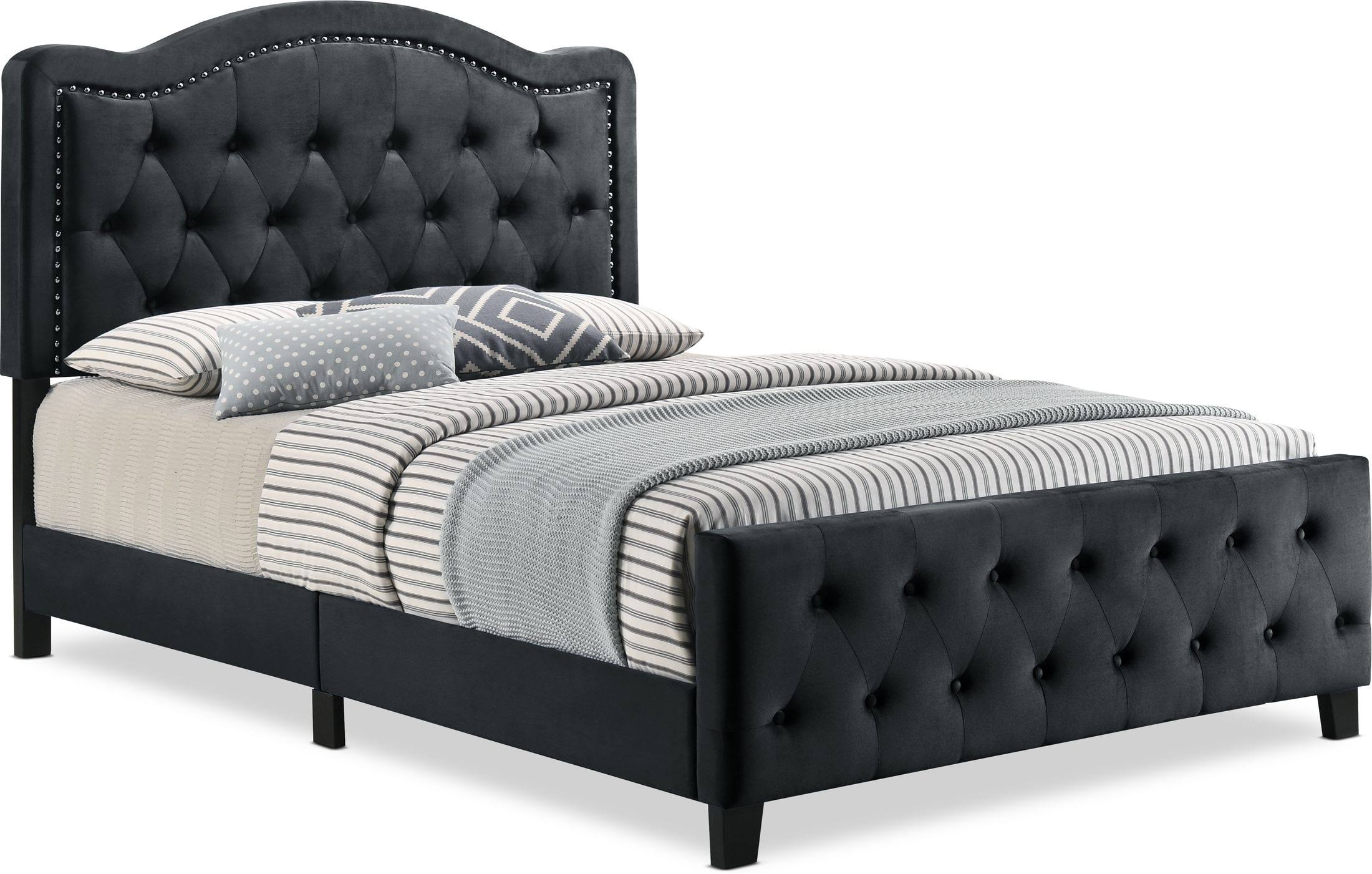 Avery King Upholstered Bed - Black Velvet - HSZ-1-s