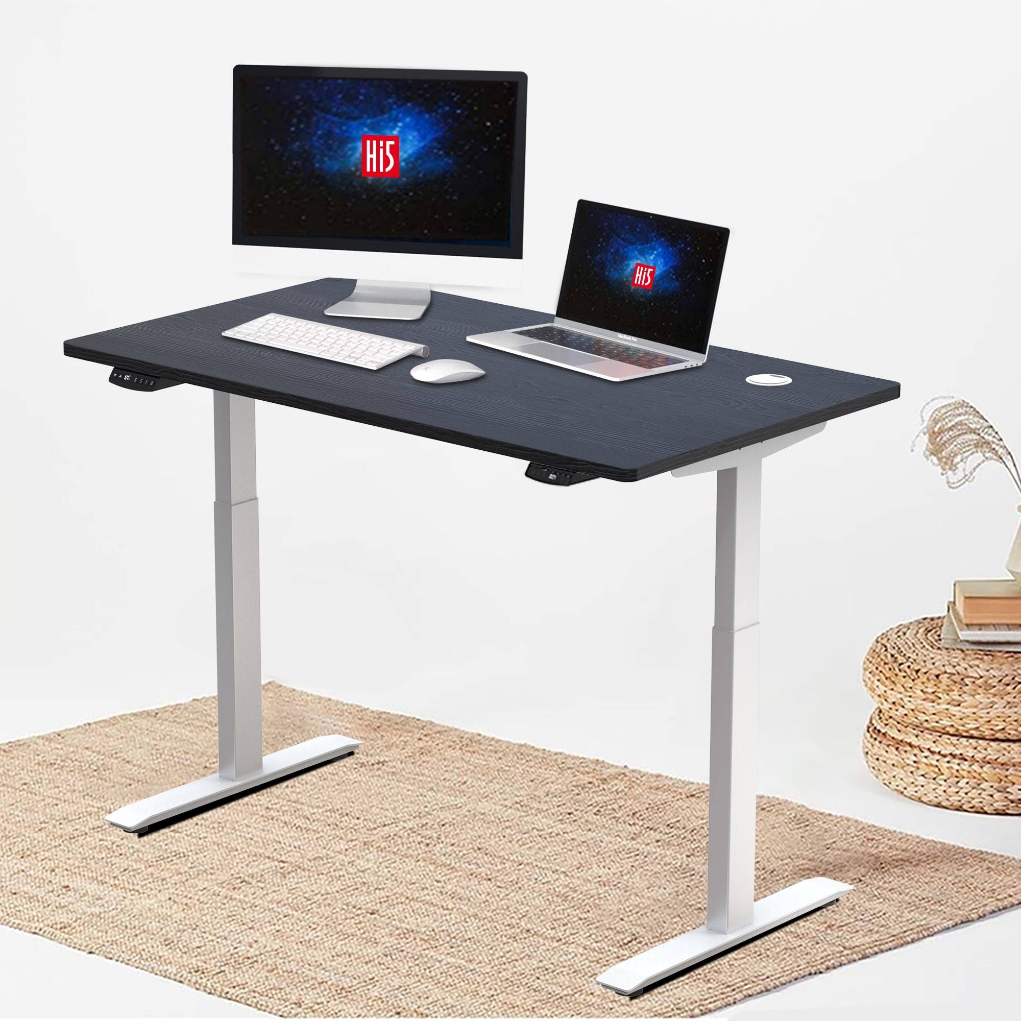 Hi5 Electric HeightAdjustable Standing Desk OffWhite/Black HSZ1s
