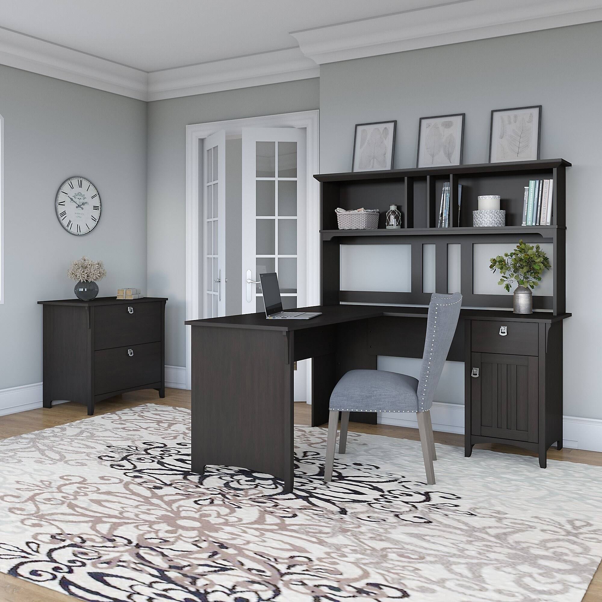 The Gray Barn Ermine 60-Inch L-Shaped Desk with Hutch and Lateral File ...