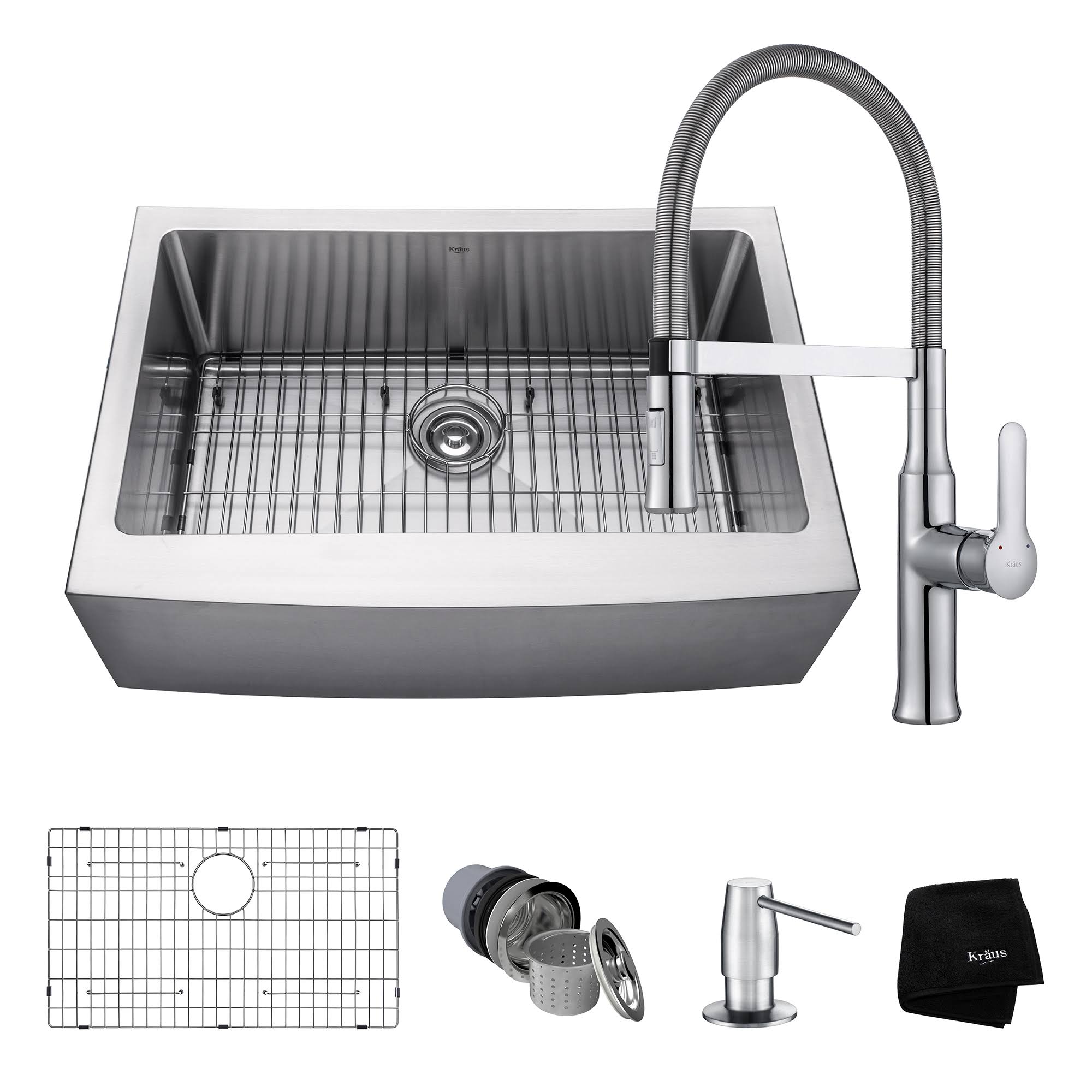 Kraus 30 in.Single Bowl Stainless Steel Kitchen Farmhouse Sink with