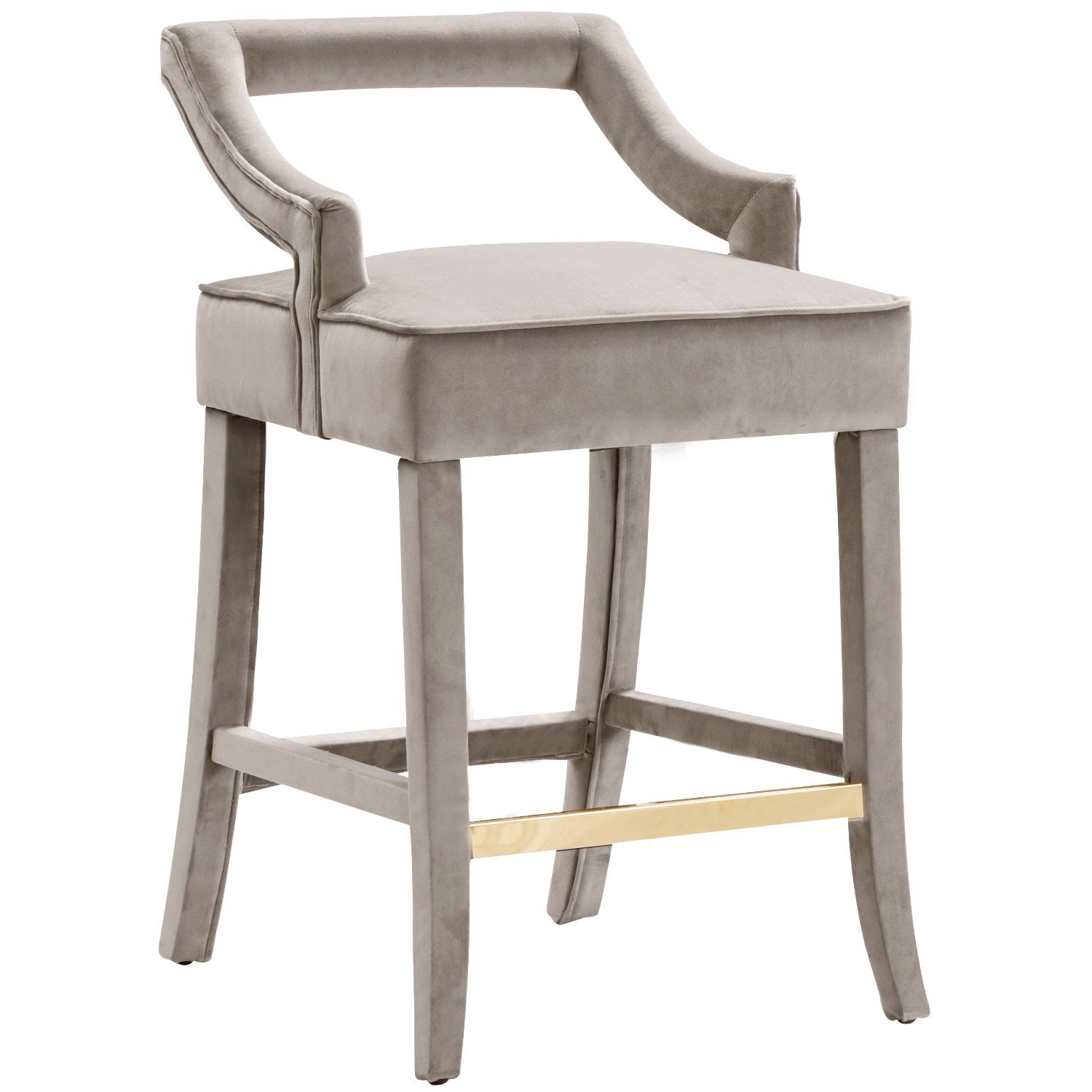 Chic Home Chiara Taupe Velvet Upholstered Low Back Counter Stool Chair