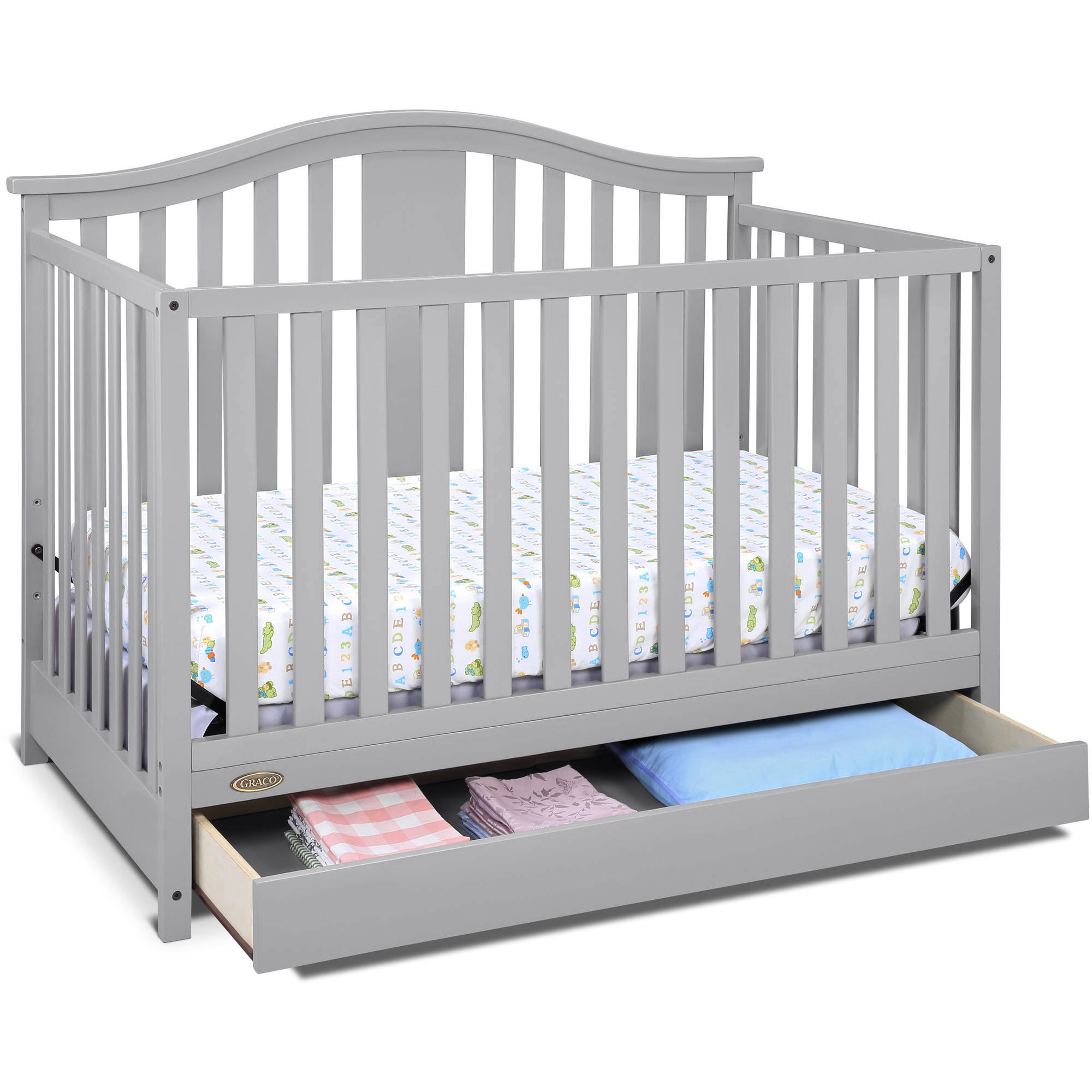 Graco Solano 4 in 1 Convertible Crib with Drawer Pebble Gray HSZ1s