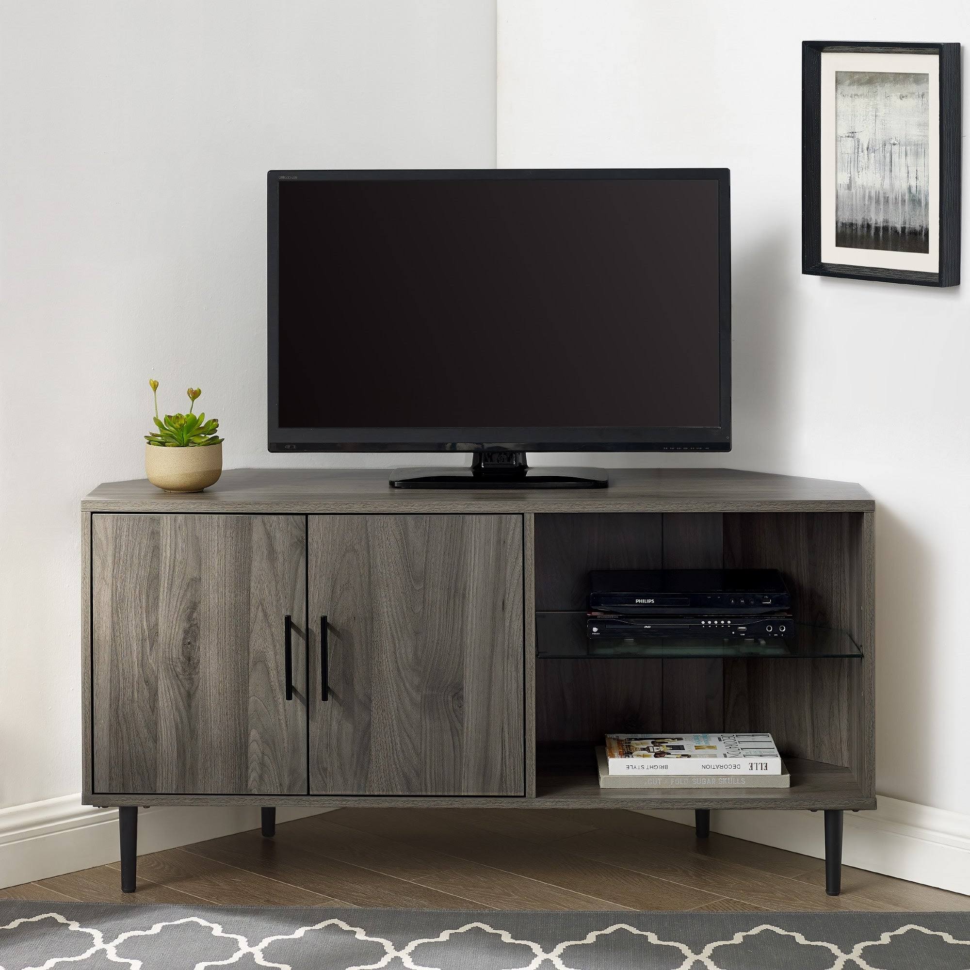 Carson Carrington Esbo 48-Inch Corner TV Stand Console - Slate Grey 