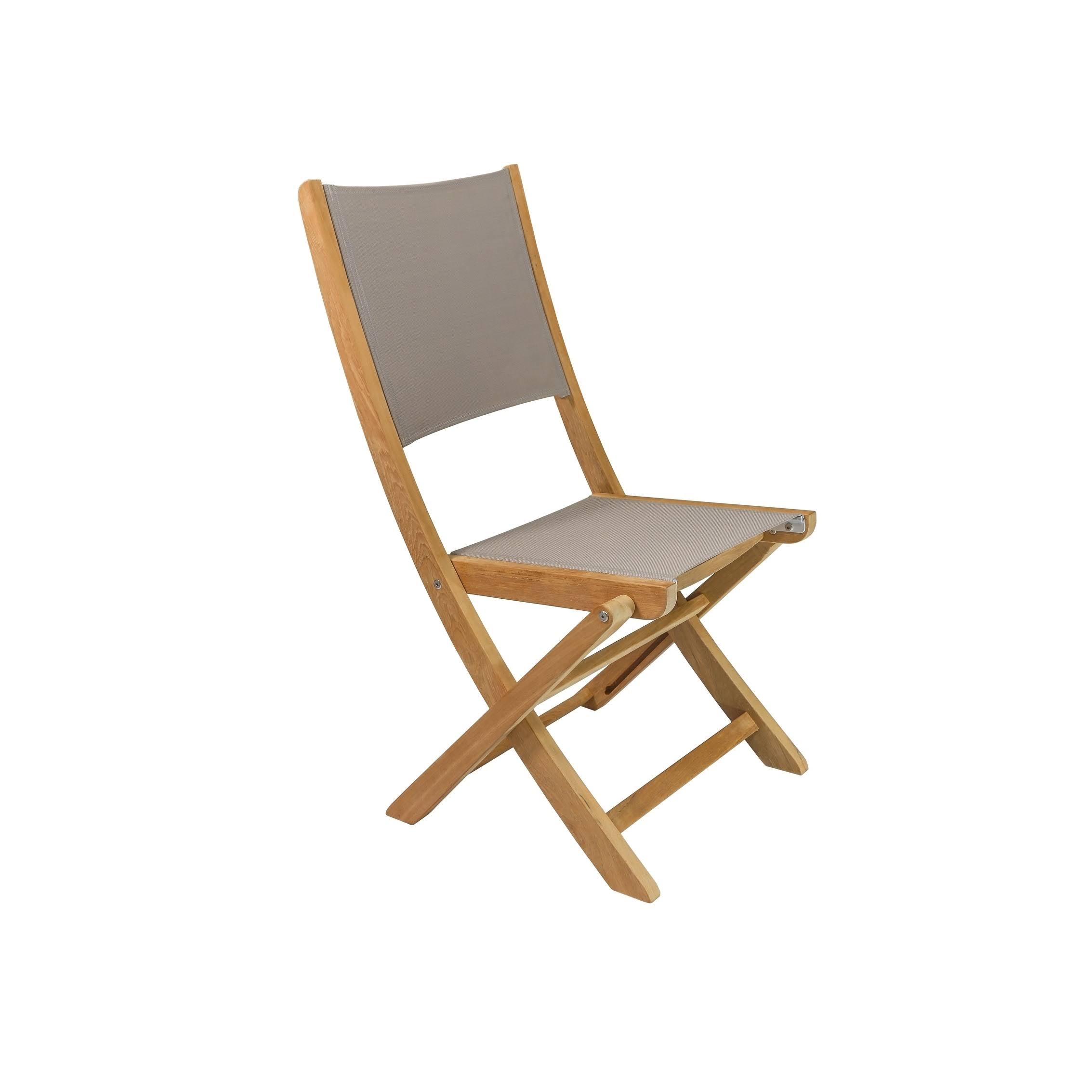 HiTeak Stella Teak Outdoor Folding Chair with Textilene Fabric, Black
