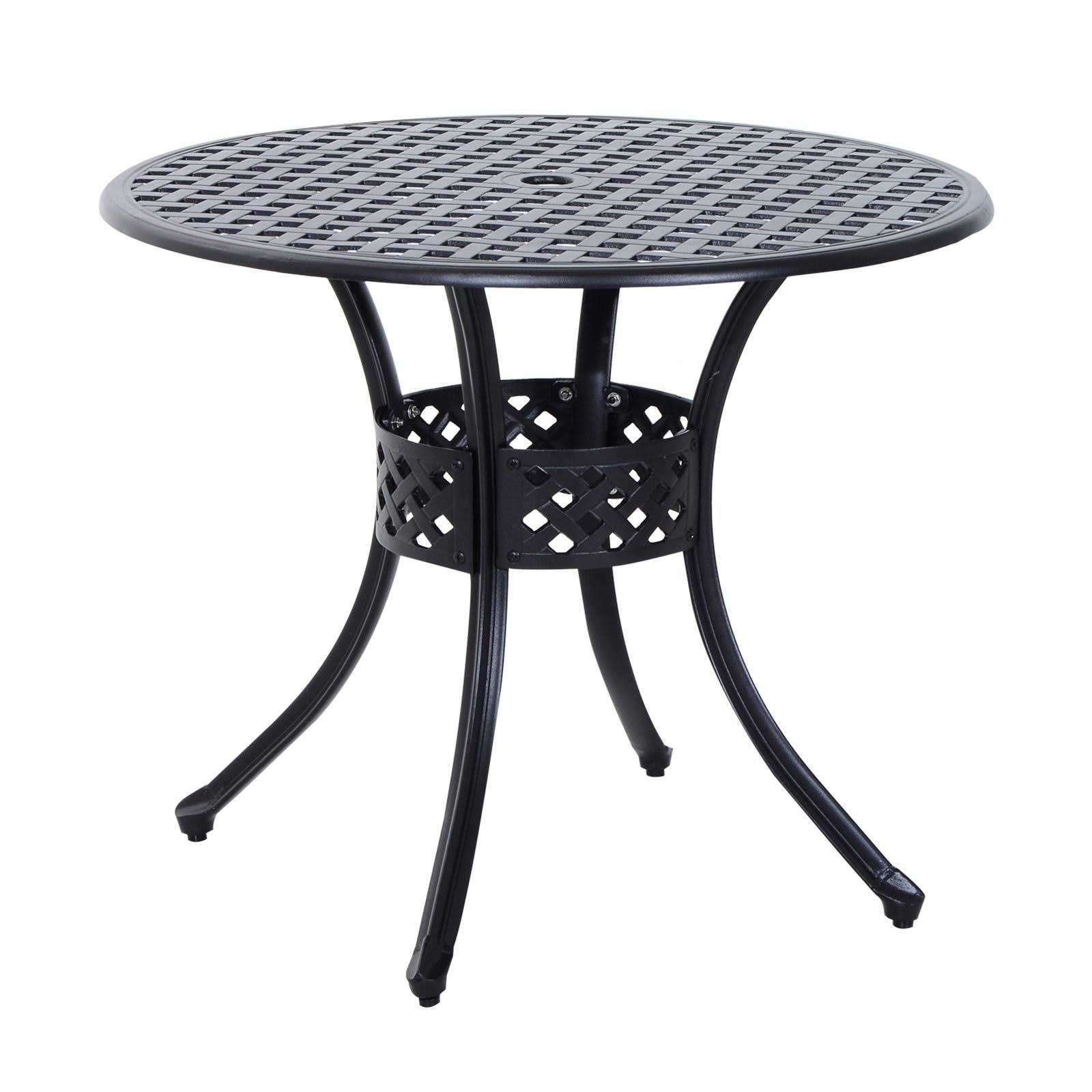 Outsunny Round Cast Aluminum Outdoor Dining Table Black HSZ1s