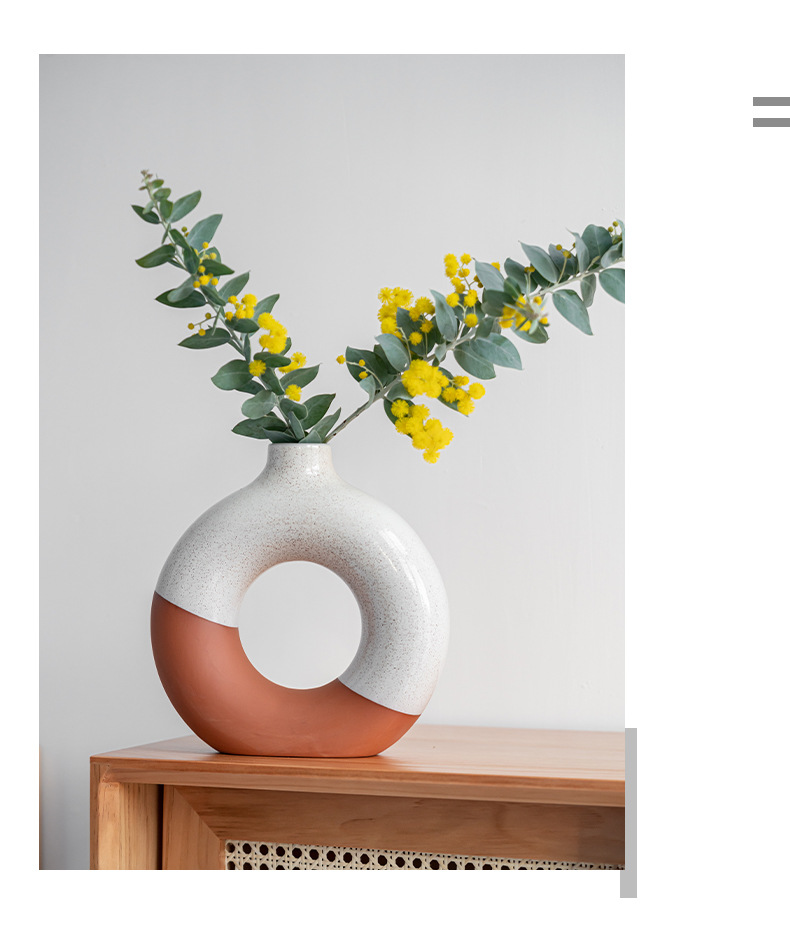 Simple creative ceramic donut vase Nordic home decoration room decoration flower pot