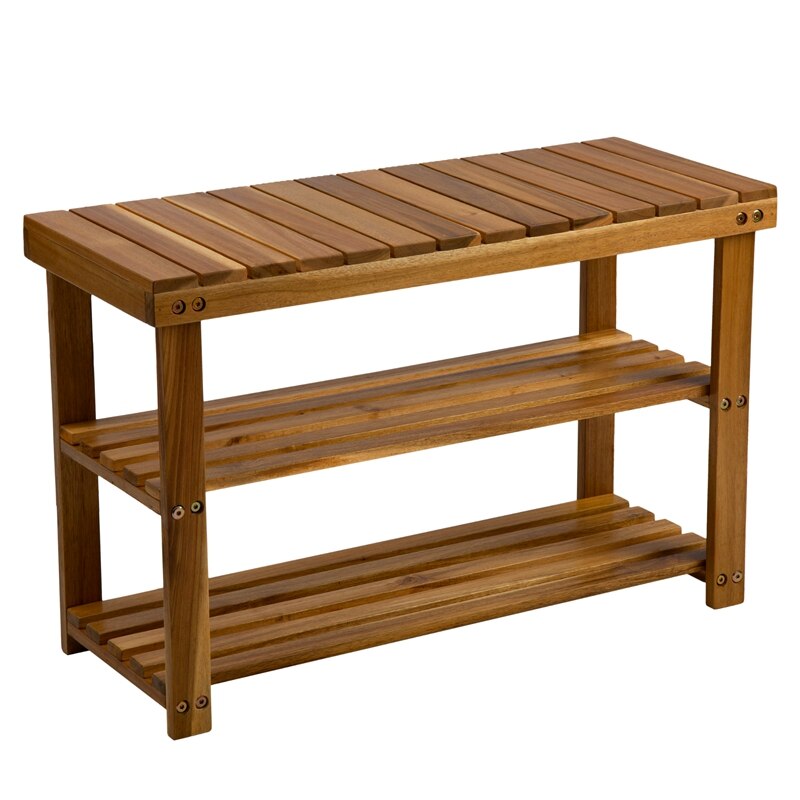 Best Ideas for Vintage Acacia Wooden Shoe Rack Bench Entrance Front Door Bathroom