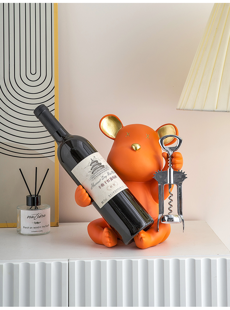 Simple bear wine rack resin modern home living room decoration bar TV cabinet decoration animal statue