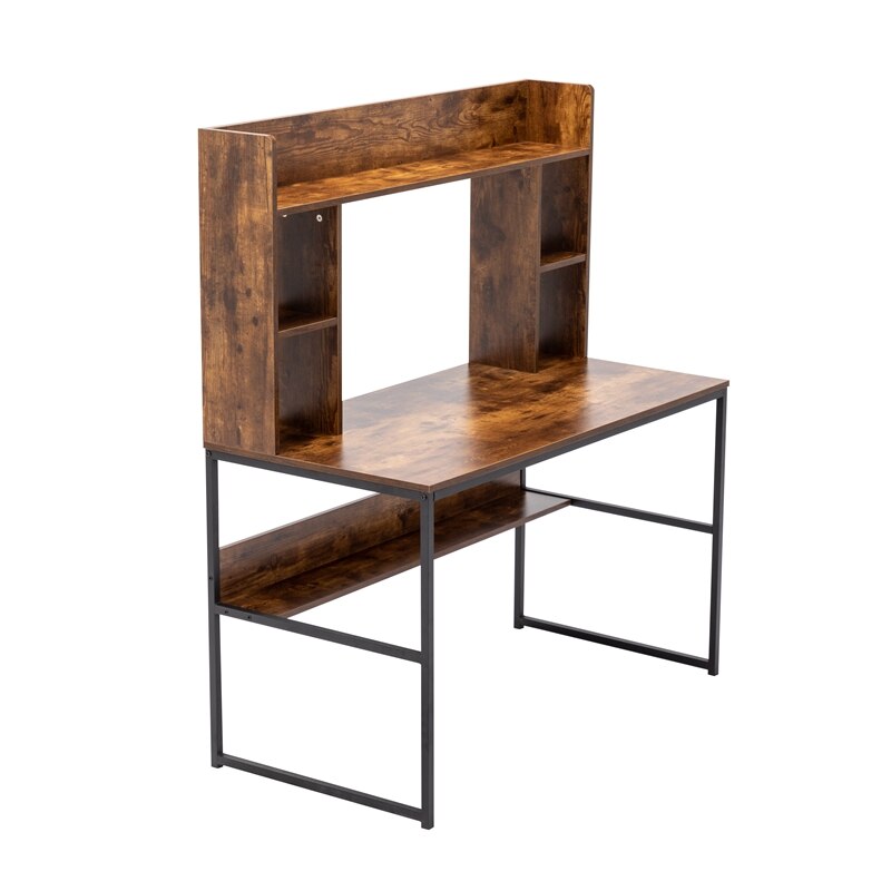 Stylish Home Desk Large Workstation with Storage Shelves, 47