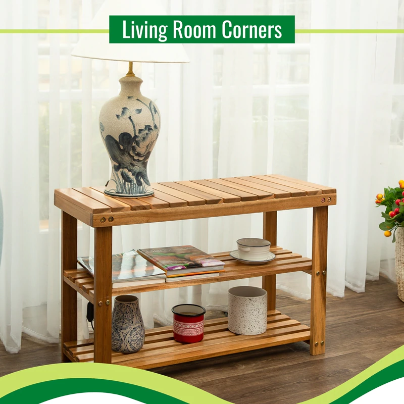 Best Ideas for Vintage Acacia Wooden Shoe Rack Bench Entrance Front Door Bathroom