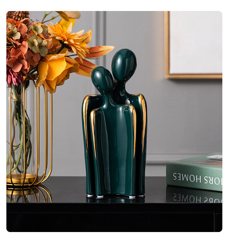 Nordic abstract hug couple sculpture ceramic home living room decoration room accessories decoration simple