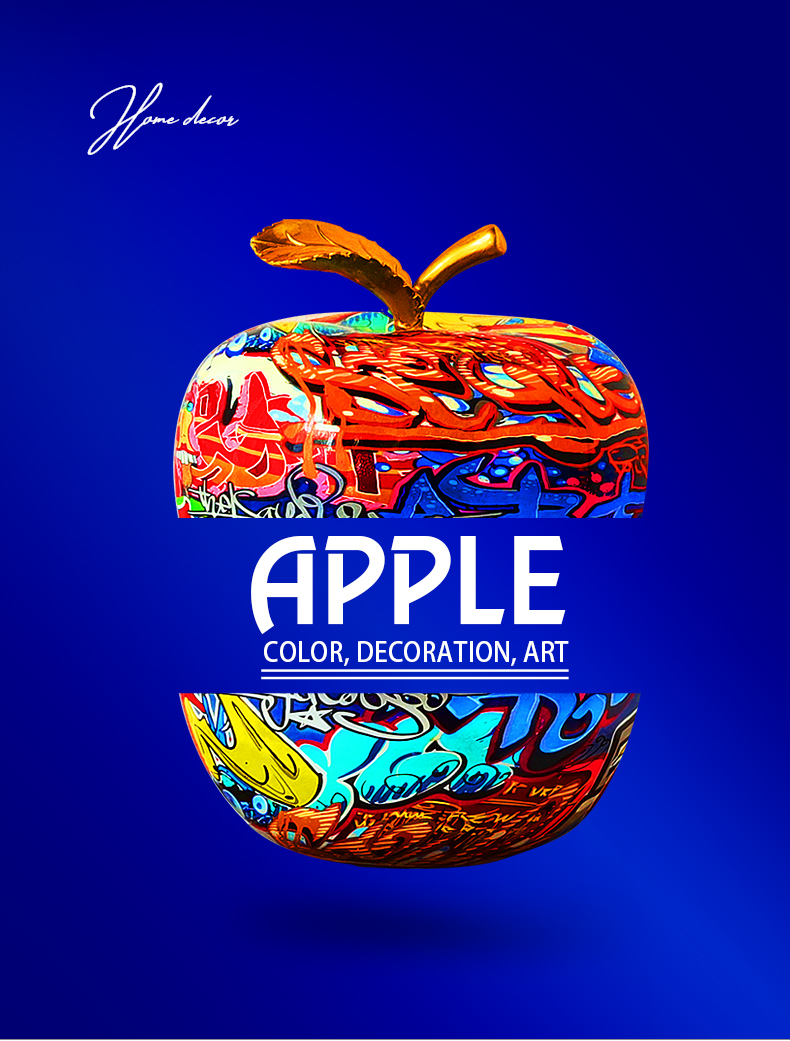 Modern creative resin apple painted crafts home decoration figurines for interior minimalist