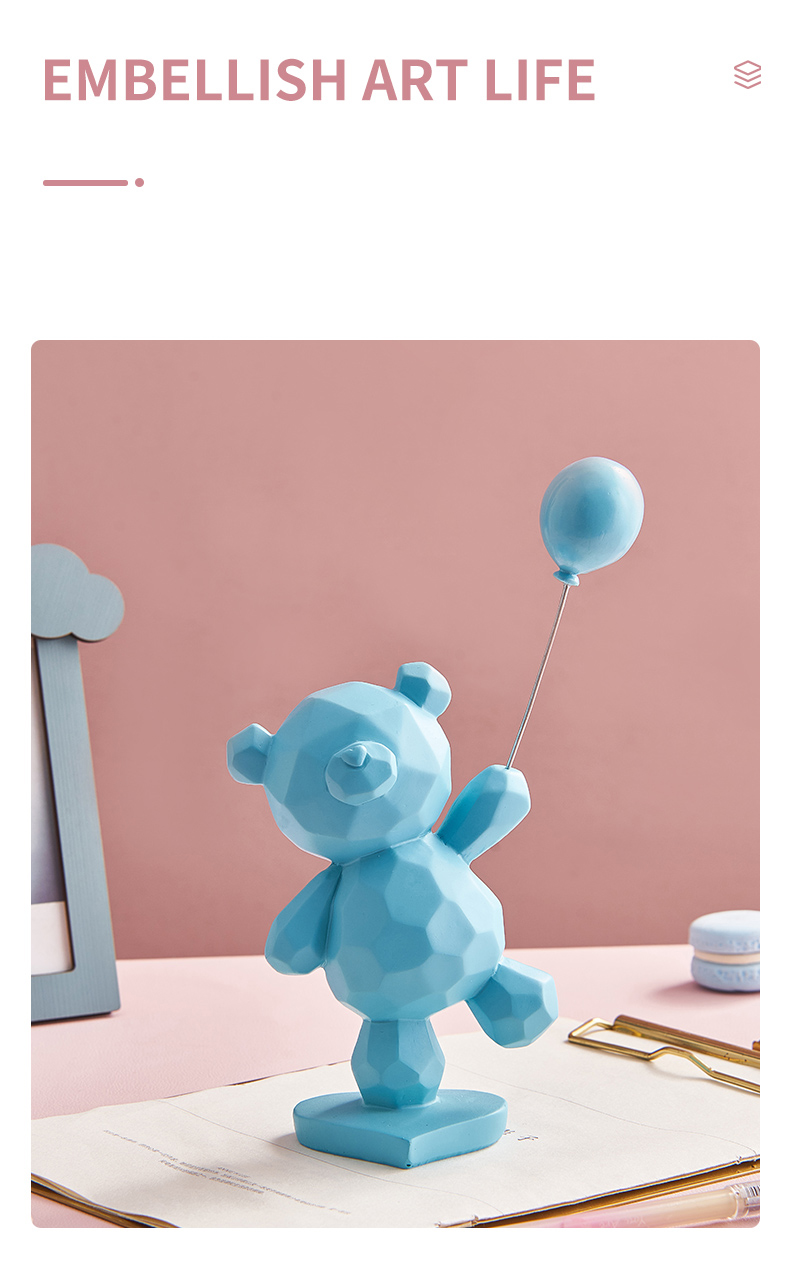 Modern Balloon Bear Resin Jewelry Home Living Room Decor Kawaii Room Decor Simple