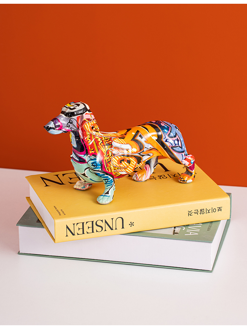 Nordic Colored Dachshund Sculpture and Statue Home Living Room TV Cabinet Decoration Desk Simple