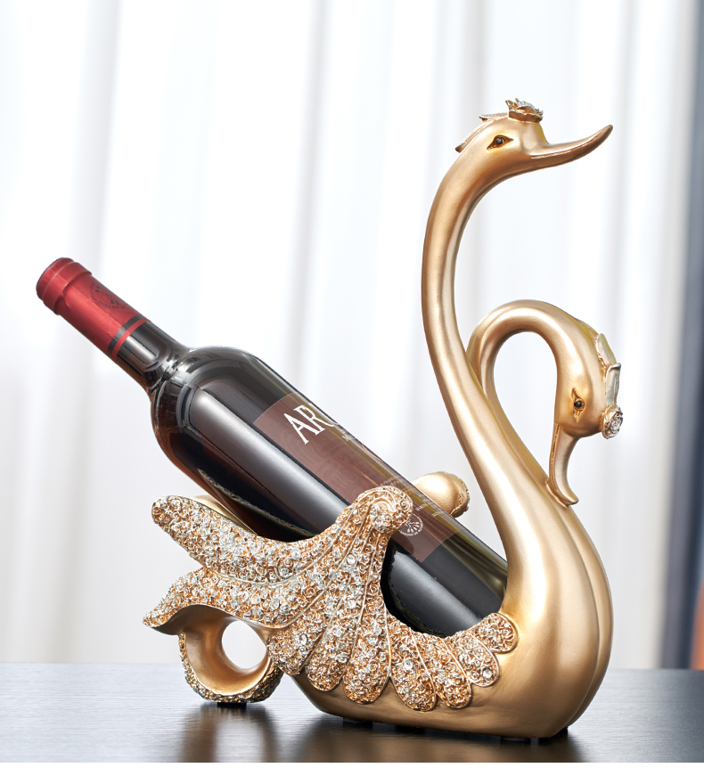 Simple light luxury home decoration Swan wine rack decoration Nordic living room porch wine cabinet decoration