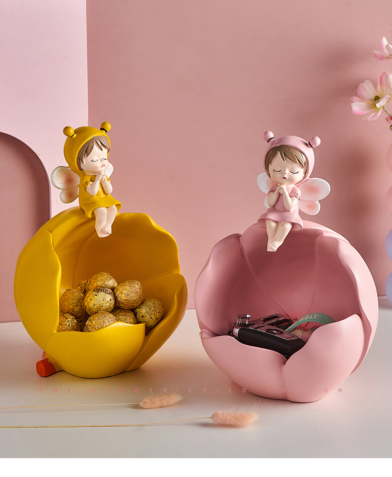 Simple Nordic girl sculpture candy jewelry storage cute room decoration Christmas home decorations