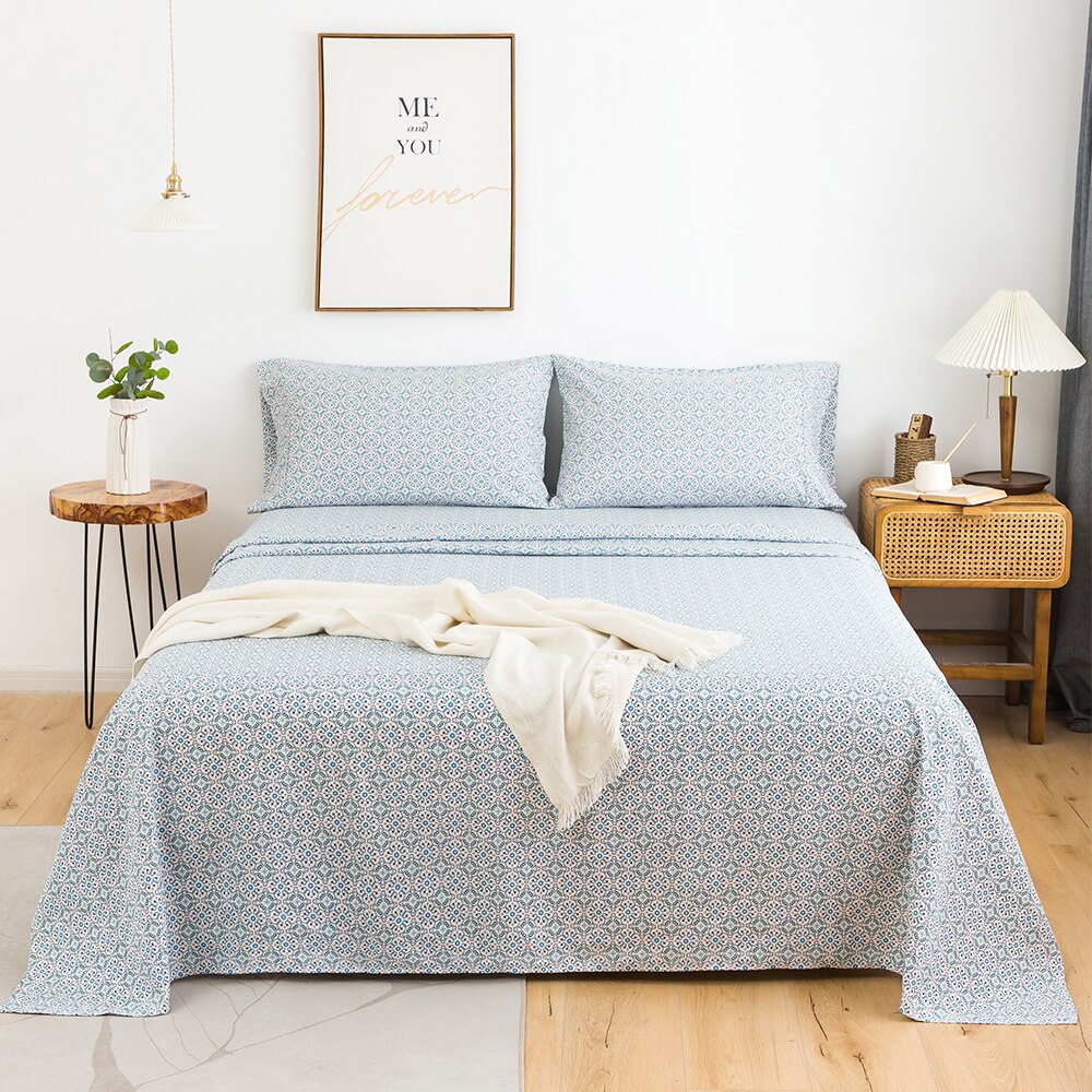 King Size Bed Linens Set Fitted Sheet Flat Sheets Pillowcase Sets 4Pcs Double Bedding Sheets Matress Covers Summer Bedding Set