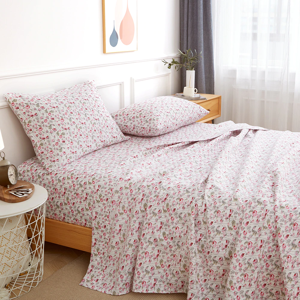 Sheet Set Sheet Flat Sheet Pillowcase 4 Piece Floral Print Mattress Cover 150 Bedding Set Sheet Set