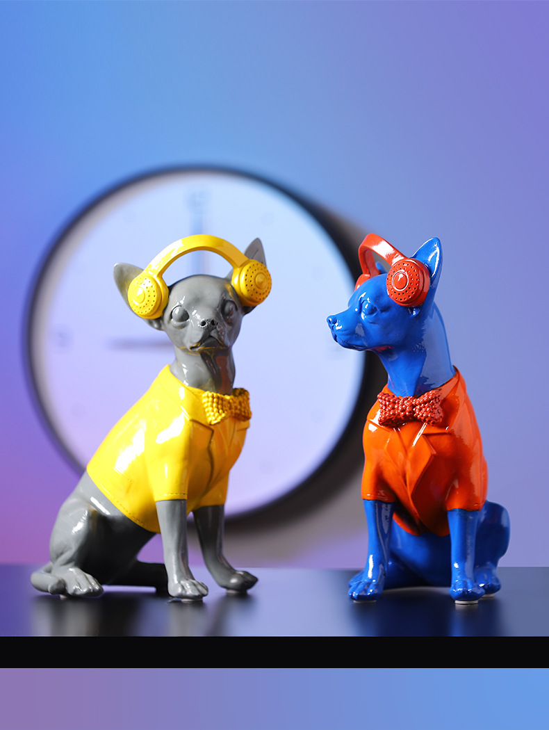 Creative Chihuahua sculpture animal statue modern home living room decoration resin kawaii room decoration simple