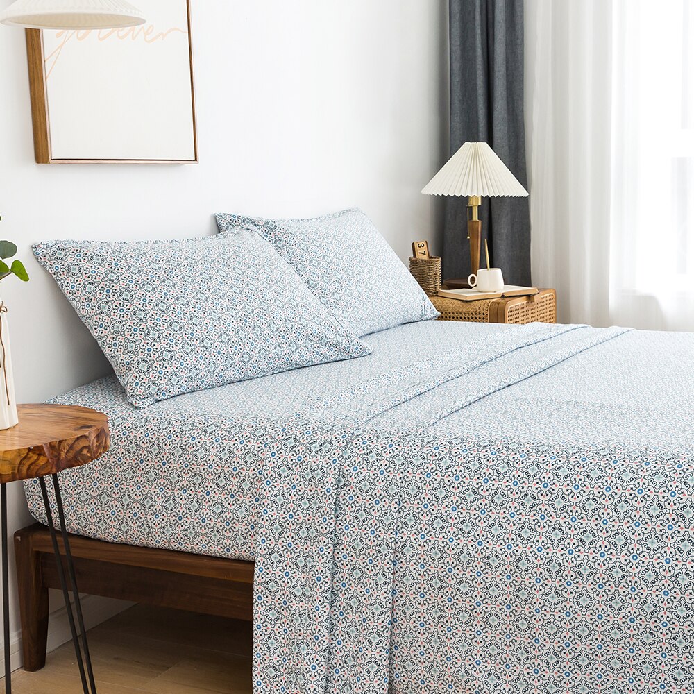 King Size Bed Linens Set Fitted Sheet Flat Sheets Pillowcase Sets 4Pcs Double Bedding Sheets Matress Covers Summer Bedding Set