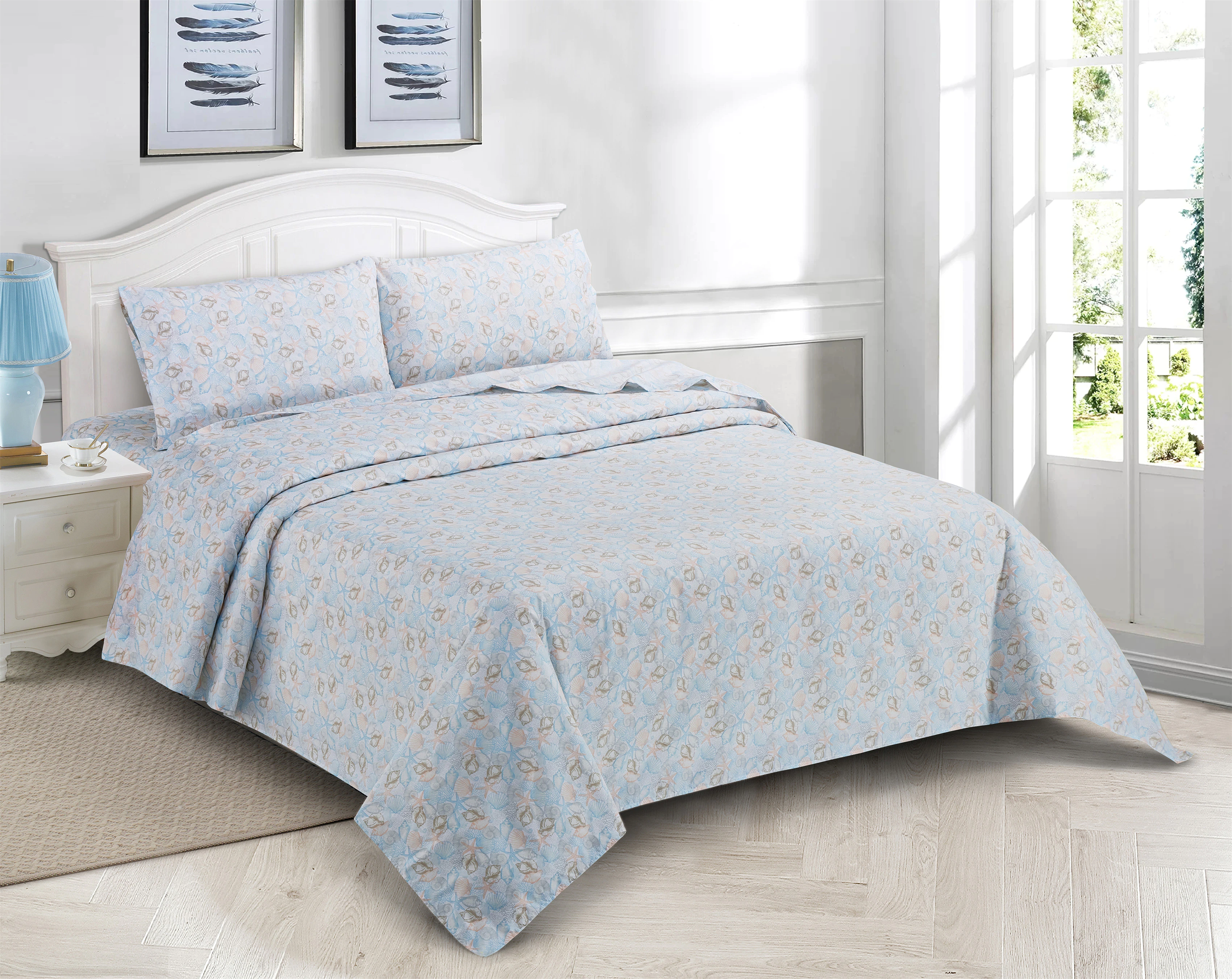 Bed Sheet Set 4 Piece Chic Print Bedding 1 Flat Sheet 1 Deep Pocket Fitted Sheet 2 Pillowcases Microfiber Sheets Set Bedding Set