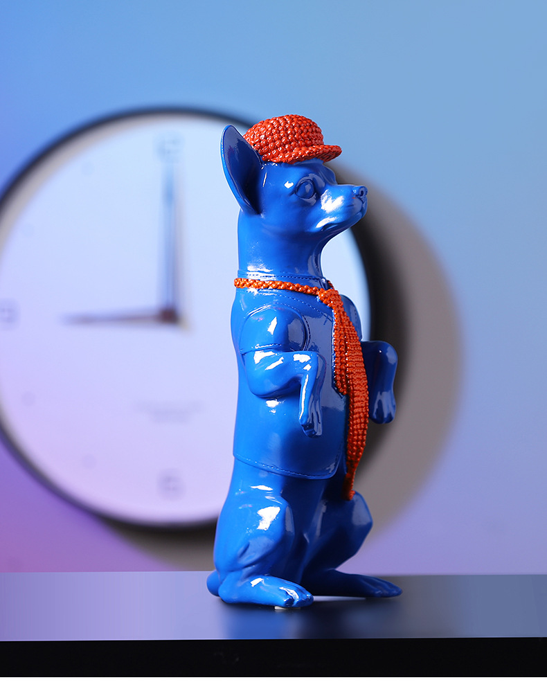 Creative Chihuahua sculpture animal statue modern home living room decoration resin kawaii room decoration simple