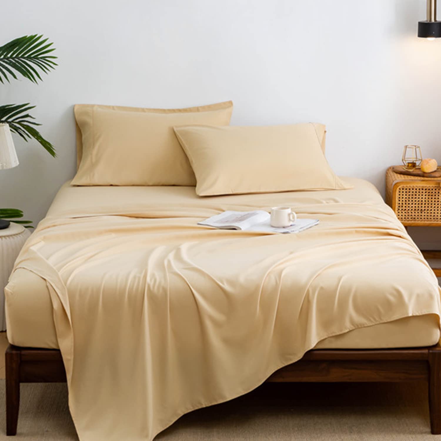 Sheet Set King Flat Sheet Pillowcase Soft Luxury Brushed Microfiber Sheet Soft Bedding Set