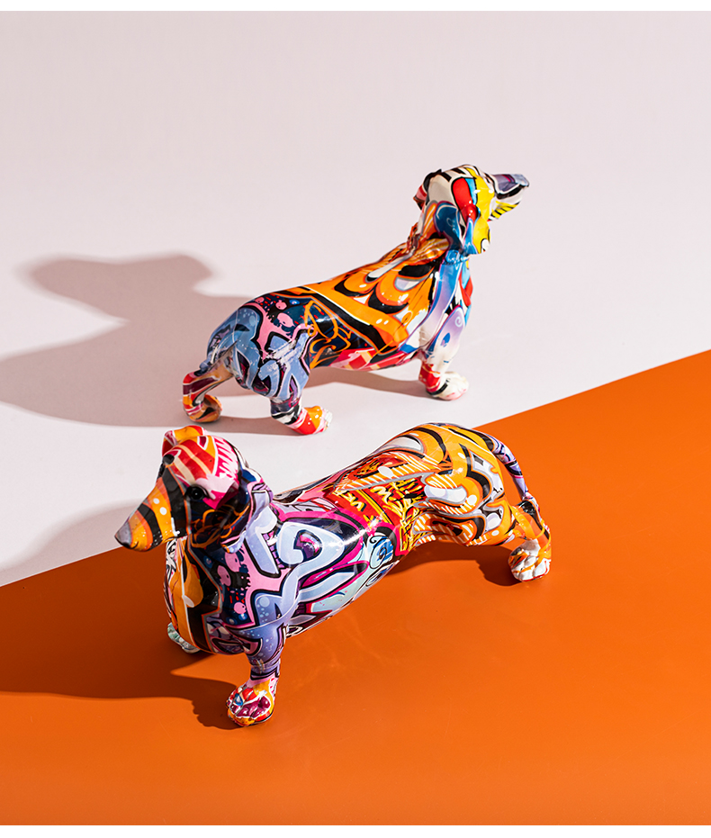 Nordic Colored Dachshund Sculpture and Statue Home Living Room TV Cabinet Decoration Desk Simple