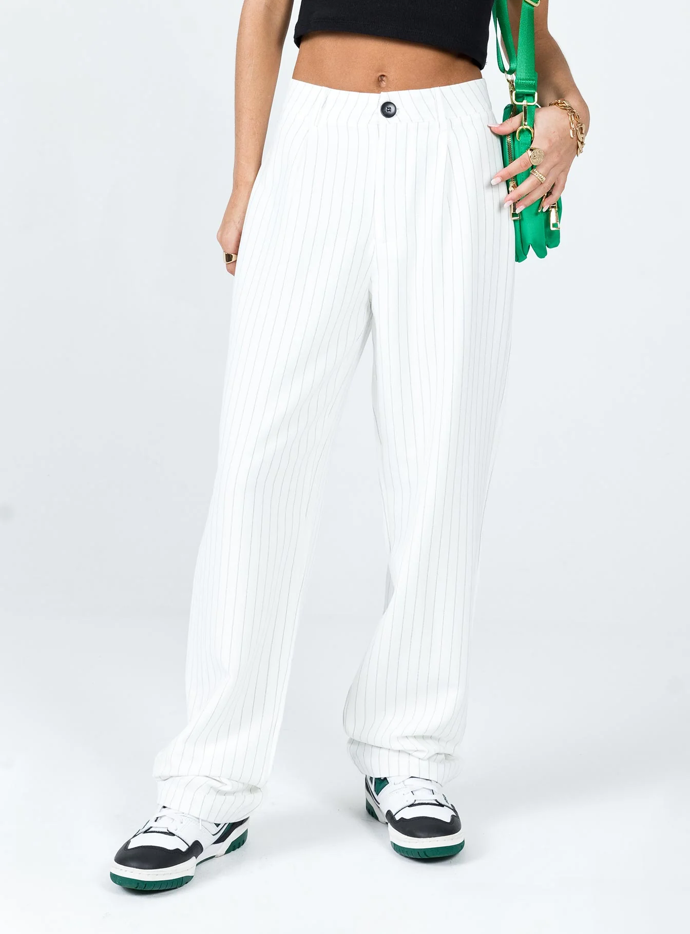 Titius Pants White Pinstripe