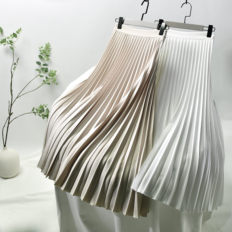 Temperament Looks Thin Pleated Skirt 2021 Autumn and Winter New High Waist A-line Skirt Mid-length Big Size Plaid Skirt Long