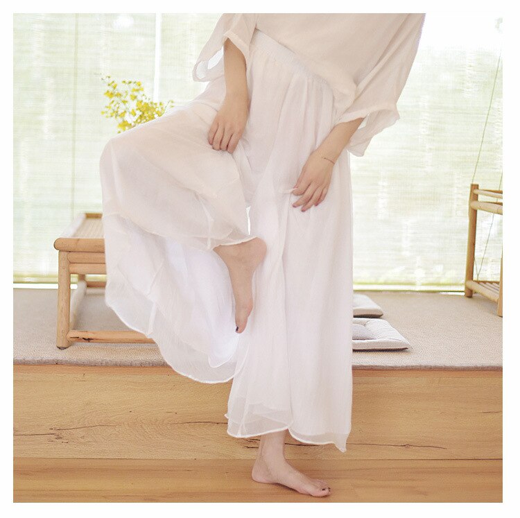 Vintage Literature and Art style Cotton Linen Wide Leg Pants Loose Large Size Yoga Pants Dance Casual Pants New Summer Women's