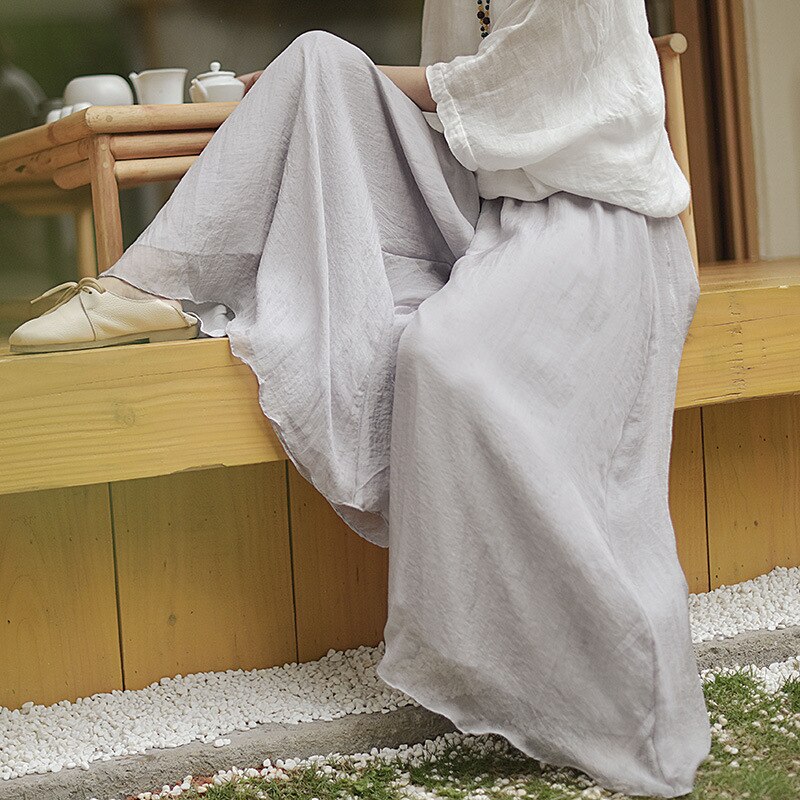 Vintage Literature and Art style Cotton Linen Wide Leg Pants Loose Large Size Yoga Pants Dance Casual Pants New Summer Women's