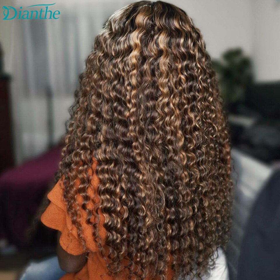 30inch Highlight 13x4 Deep Wave Frontal Wig Brazilian Human Hair Wigs For Women 4x4 Lace Closure Wigs Pre Plucked Dianthe Hair