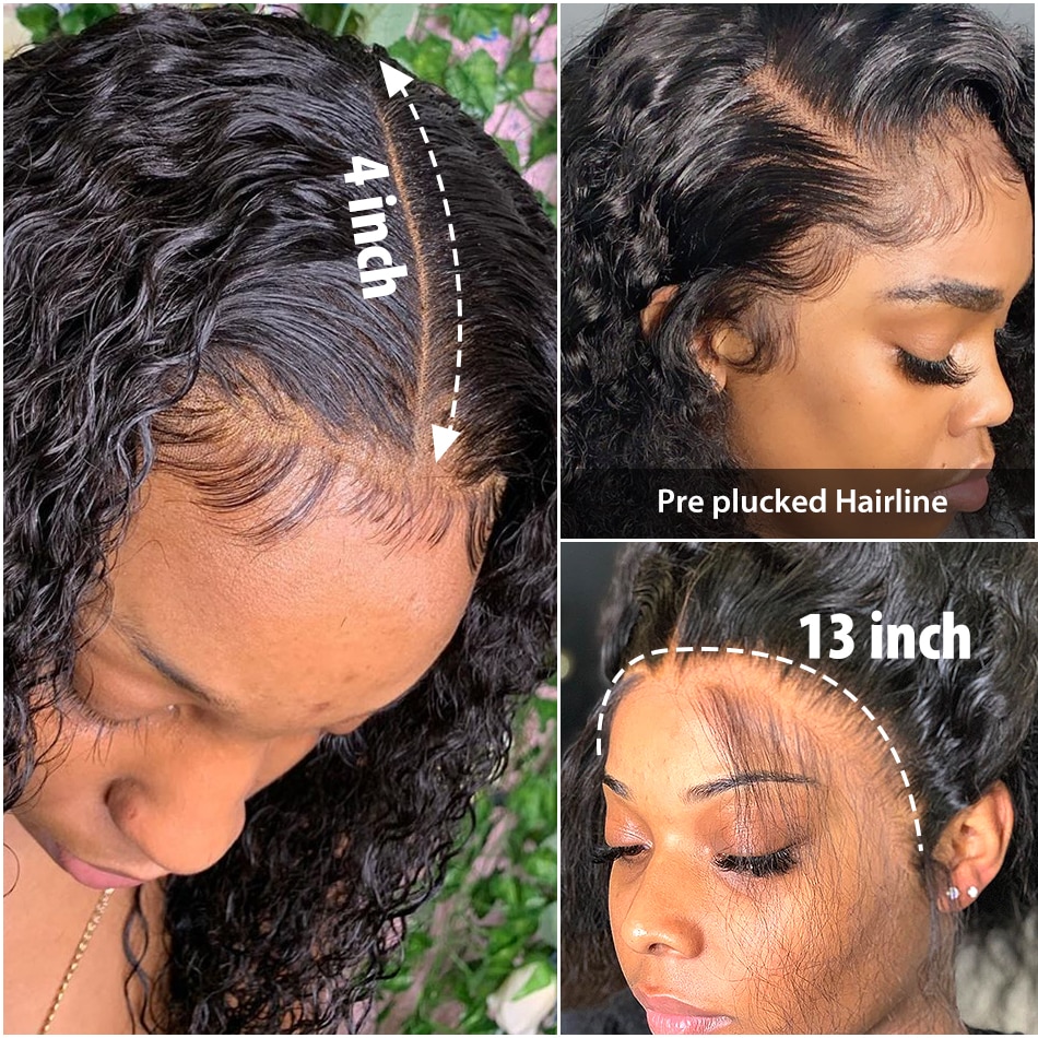 360 HD Lace Frontal Wig 30 Inch Water Wave 13x4 Lace Front Human Hair Wig Deep Curly Glueless Frontal Remy Brazilian 4x4 Closure