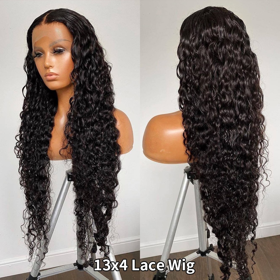 360 HD Lace Frontal Wig 30 Inch Water Wave 13x4 Lace Front Human Hair Wig Deep Curly Glueless Frontal Remy Brazilian 4x4 Closure