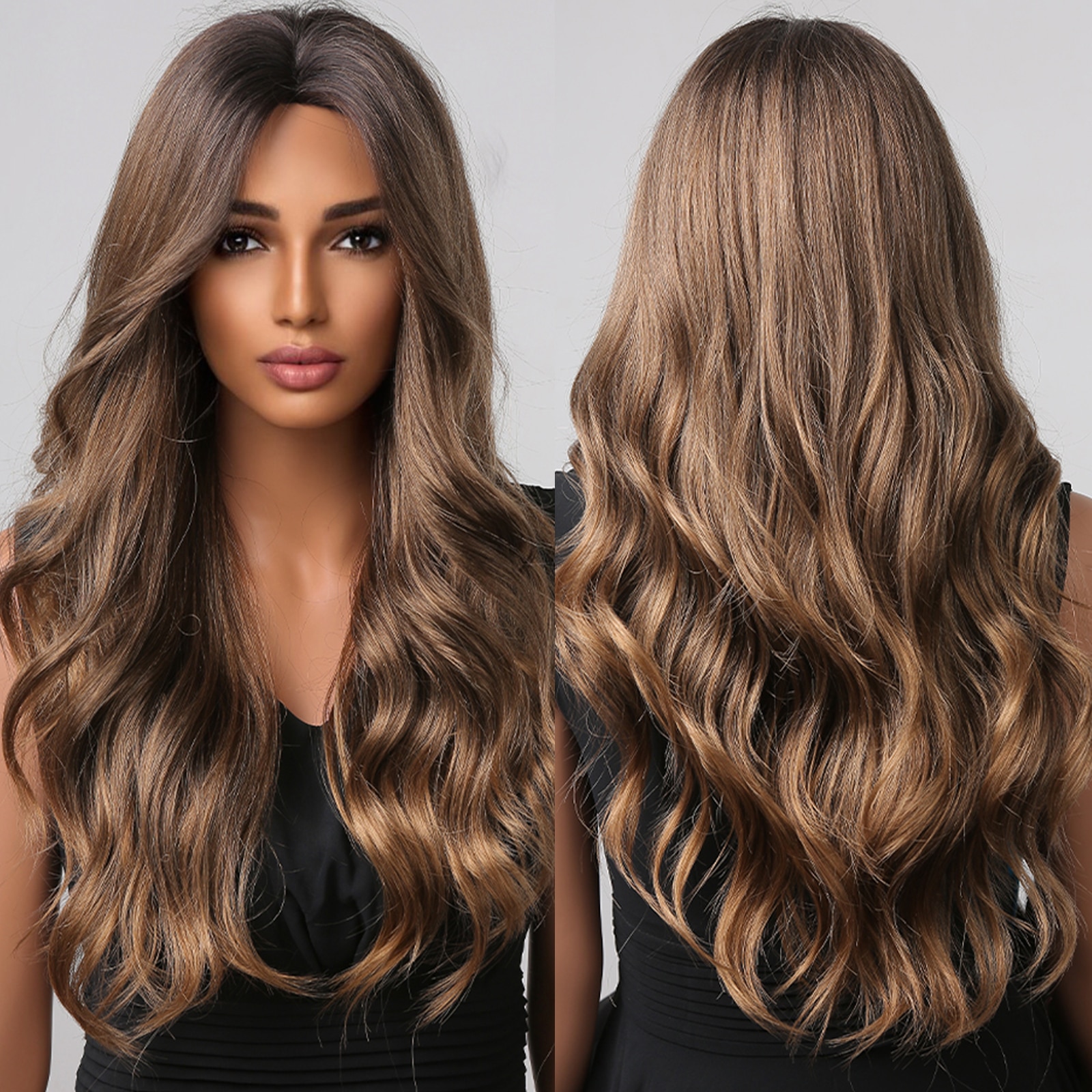 Long Wavy Wine Red Synthetic Wigs Natural Wave Afro Wigs With Bangs for Black Women Cosplay Costume Wig Heat Resistant Fiber