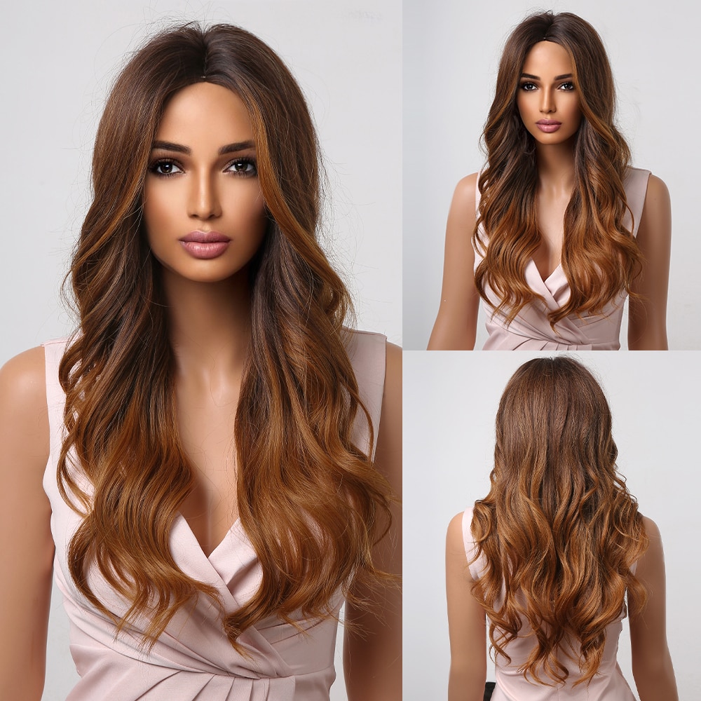 Long Wavy Wine Red Synthetic Wigs Natural Wave Afro Wigs With Bangs for Black Women Cosplay Costume Wig Heat Resistant Fiber